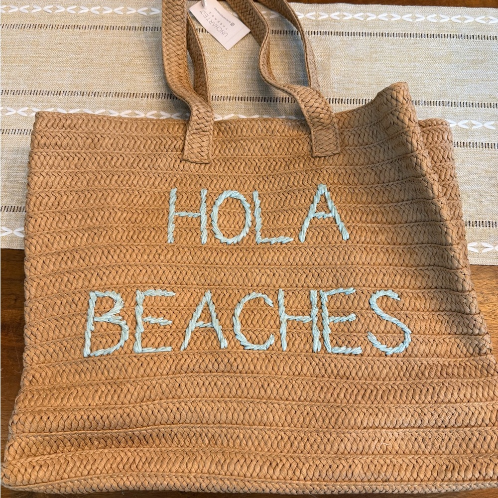 Tan Beach Tote Bag
